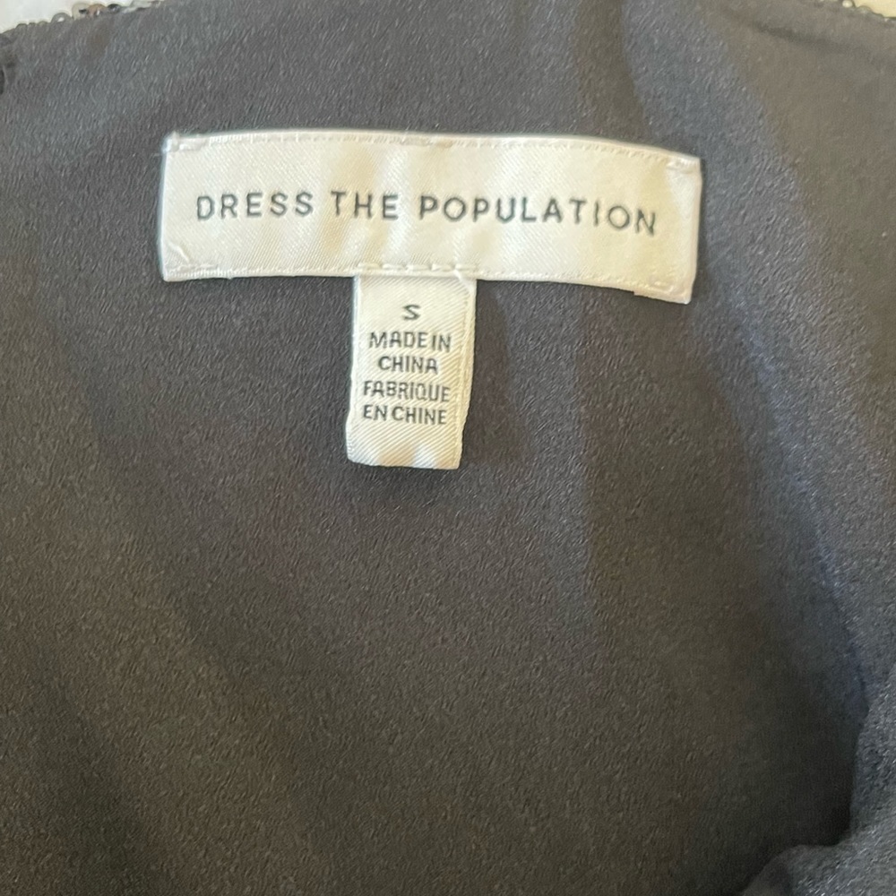 NWT Dress the Population Alida Draped Fringe Side Mini Dress Sz S, M - Picture 6 of 8